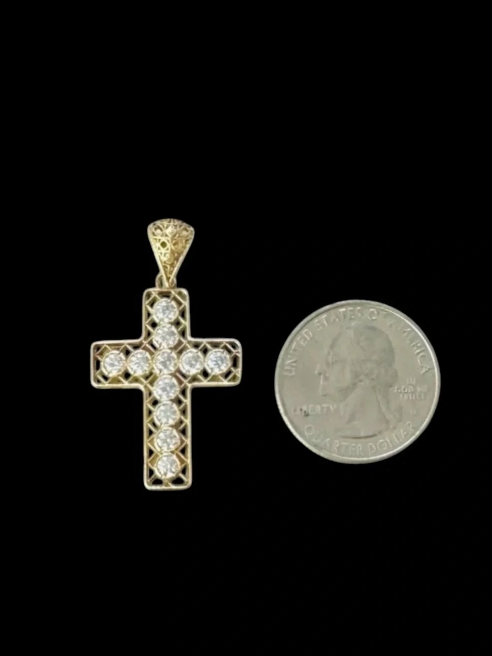 Lisa Robertson 18K Gold over 925 Sterling Silver Filigree Cross Pendant Necklace